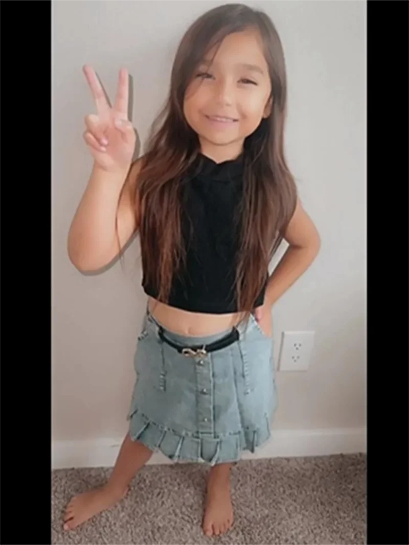 Girls' Summer Blouse & Denim Dress Set 6