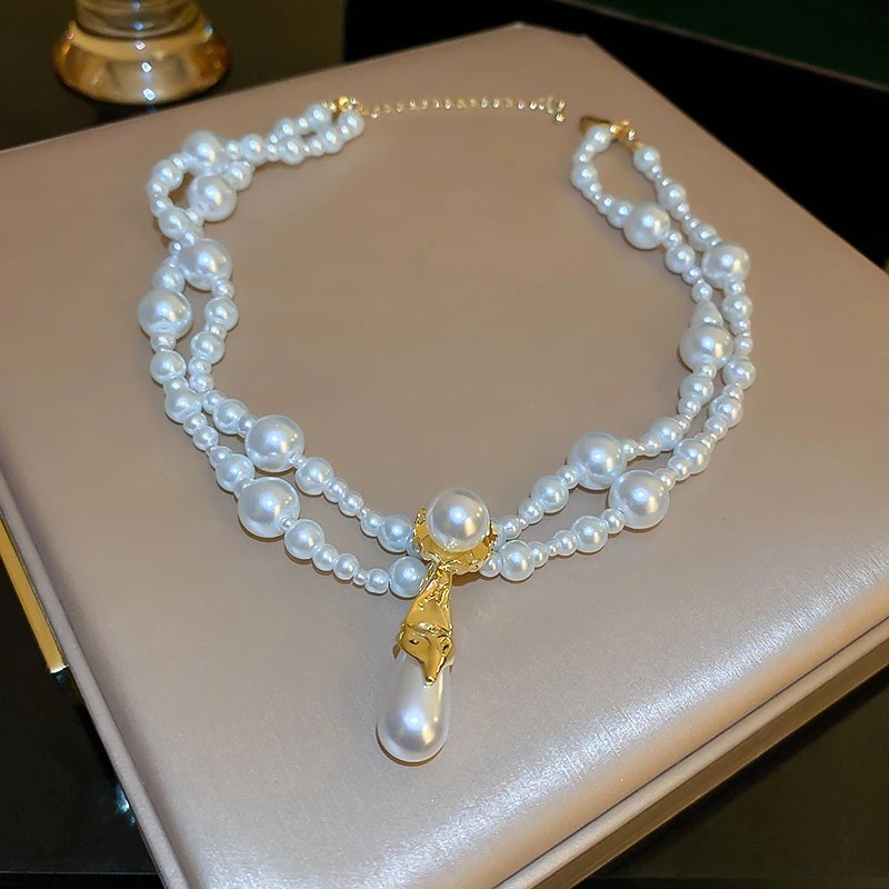 Vintage Pearl Double Layer Water Drop 