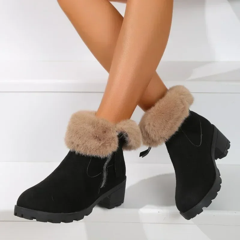 2023 New Winter Plush Warm Mid-calf Boots Female Casual Thick-soled Short Boots Women Non-slip Shoes for Women Botas De Mujer
