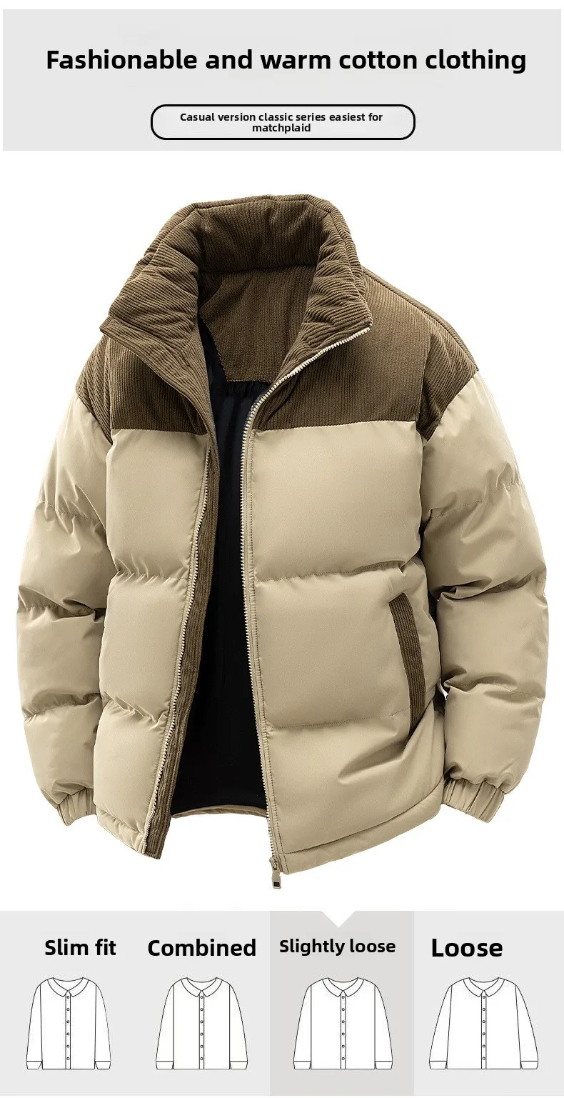 Custom LOGO cotton-padded clothes for men and women 2025 winter new thickened warm removable hooded cotton clothes couple jacket