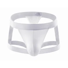  CLEVER-MENMODE Men's Panties Jockstrap Underwear G String Thong Sexy Penis Pouch Leg Ring Silky tanga Satin Underpants Lingerie 