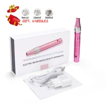 

Electric Derma Pen with 6pcs Needles Set Wireless Skin Care Machine Microneedling Pen Derma Needles Gun Dr Pen Mesotherapy tools