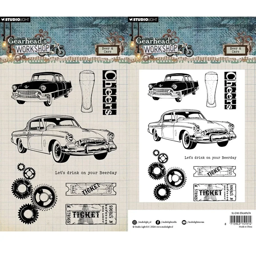 

Beer & Cars Sketch Transparent Clear Silicone Stamp Seal for DIY scrapbooking Making photo album Decorative