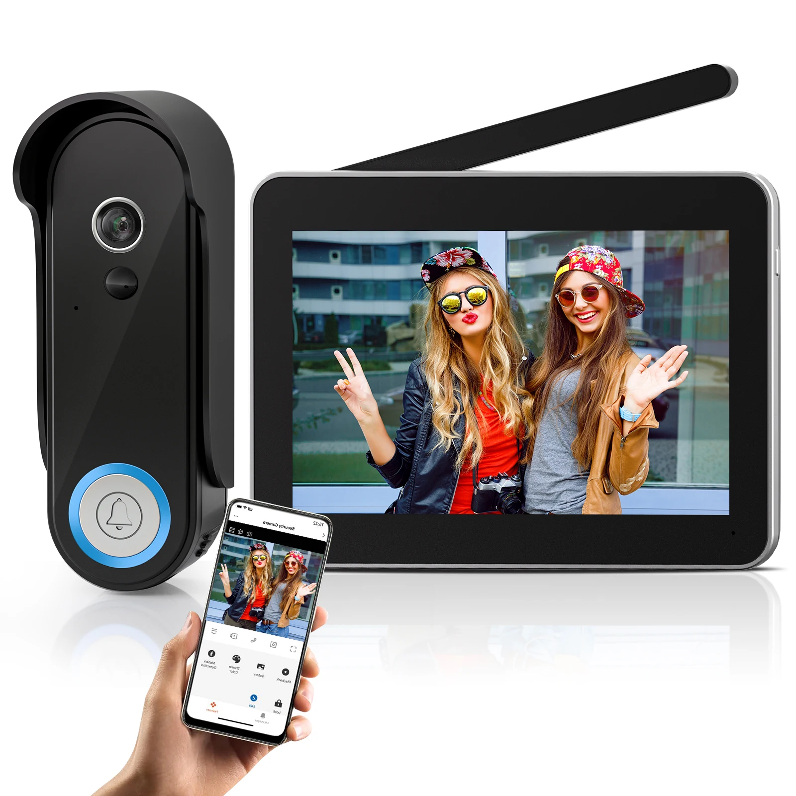 TMEZON Videocofono WiFi Con Smartphone App, 2 Fili Video Cofono Con 7'' Monor Touchscreen E Video Doorbell Esterno Cablata Telecamera Visione Notturna,APP/Carta RFID Unlock - Foto 13