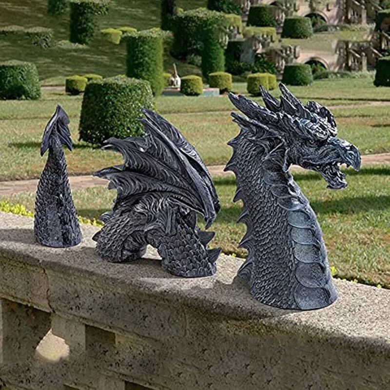 Large Dragon Gothic Garden Decor Statue Lawn Sculpture Outdoor