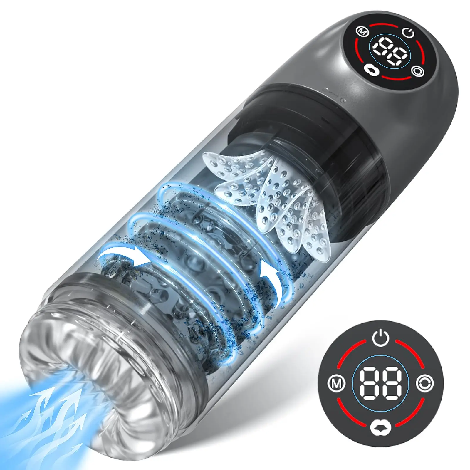 Automatischer männlicher Masturbator mit rotierender Vakuum-Penispumpe, Saugen, Lecken, Vibrator, Sexspielzeug für Erwachsene für Männer, Taschenmuschi, LCD-Display 1