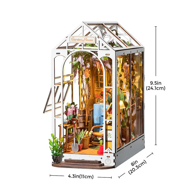 

TGB06 Garden House Robotime Rolife US Warehouse 3D Wooden DIY Miniature House Book Nooks Assemble Toys Bookends