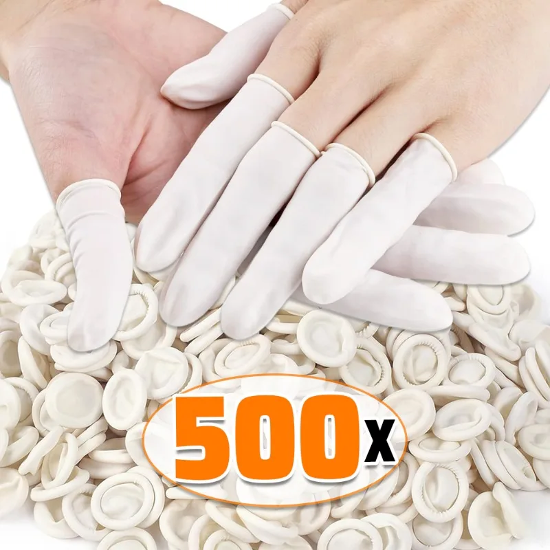100/500pcs Disposable Anti Static Finger Cot Rubber Latex Finger Cots Eyebrow Extension Fingertips Protector Gloves Accessories