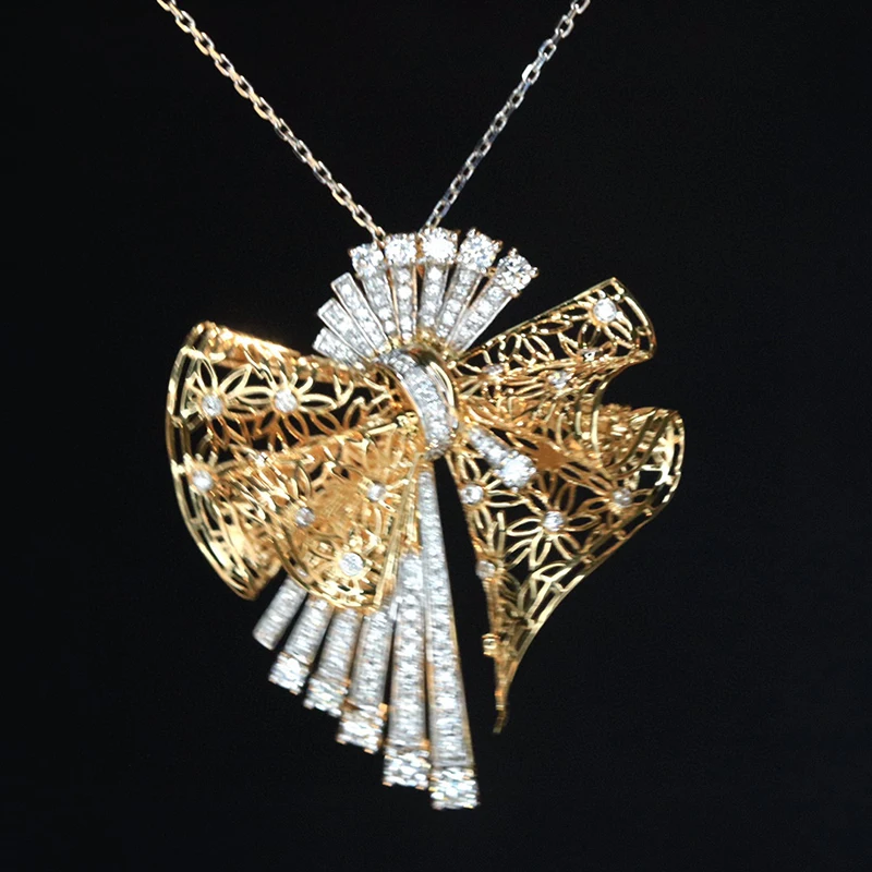 Sb42c9c84da764ddbad278bc0ae7d422dl Aazuo Fine Jewelry 18K Pure White Gold Natural Real Diamonds Original Luxury Brooch&Necklace Gifted For Women Birthday