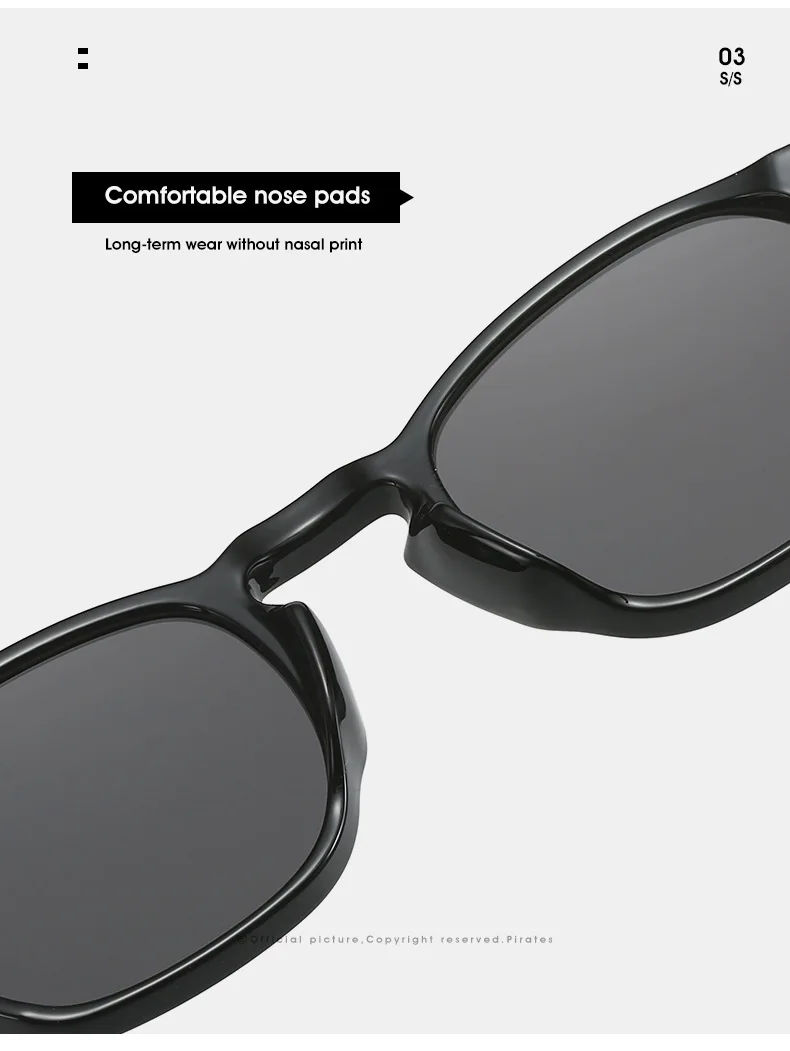 Round sunglasses showing side view and dimensions.