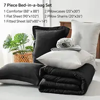Queen Comforter Set 7 Pieces Bed in a Bag - Soft Microfiber Reversible Black Bedding for All Seasons 5