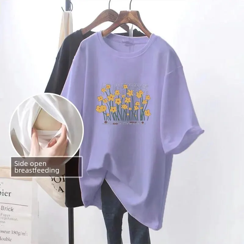 Short-Sleeve Breastfeeding Maternity T-shirt