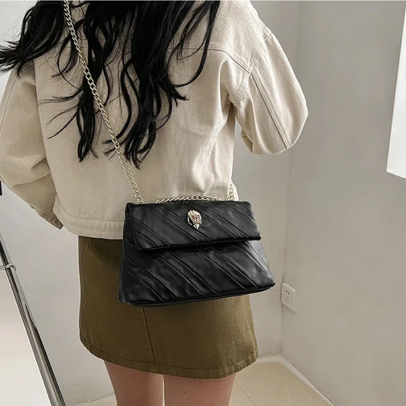Women Colour Stripe Flap Jointing Crossbody Messenger Bag PU Leather Fashion Versatile Patchwork Shoulder Bag Trend Handbags