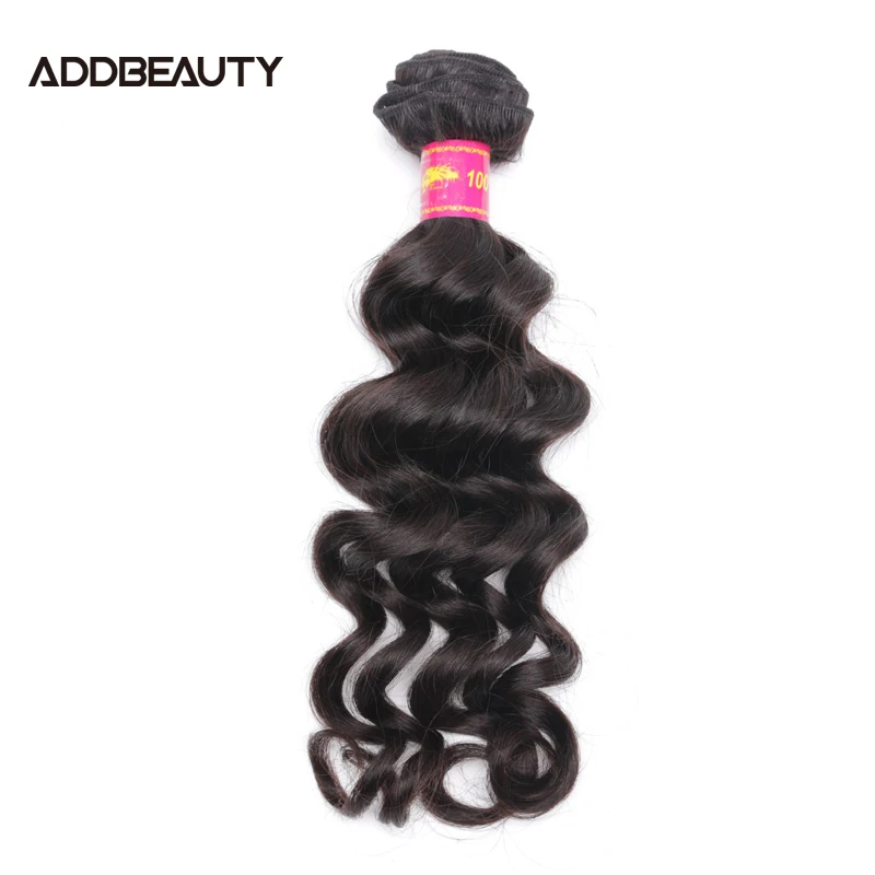 Addbeauty 1pc Human Hair Bundle Natural Wave Unprocessed Raw Virgin Hair Bundle One Donor Human Extension Double Drawn