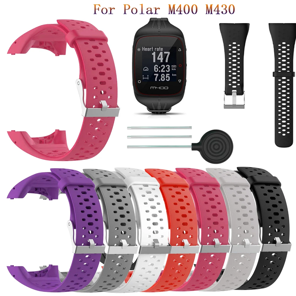 FIFATA Silicone Band Protective Case For Polar M430 M400 Sport Watch Strap  Bracelet+Protector Shell