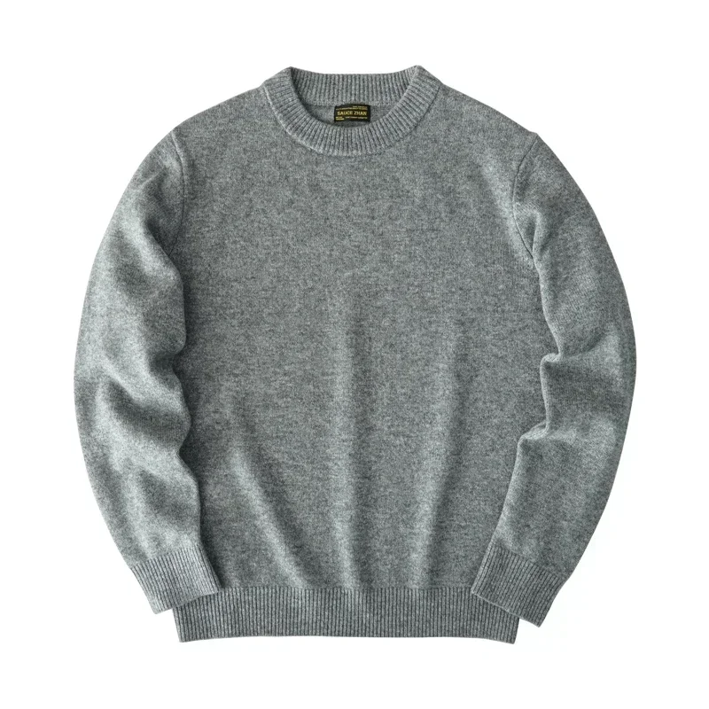 Sauce Zhan Mens Sweater Pullover Sweaters for Men O-neck Solid Color 100% Sheep's Wool Autumn Winter Sweater  High Density 4