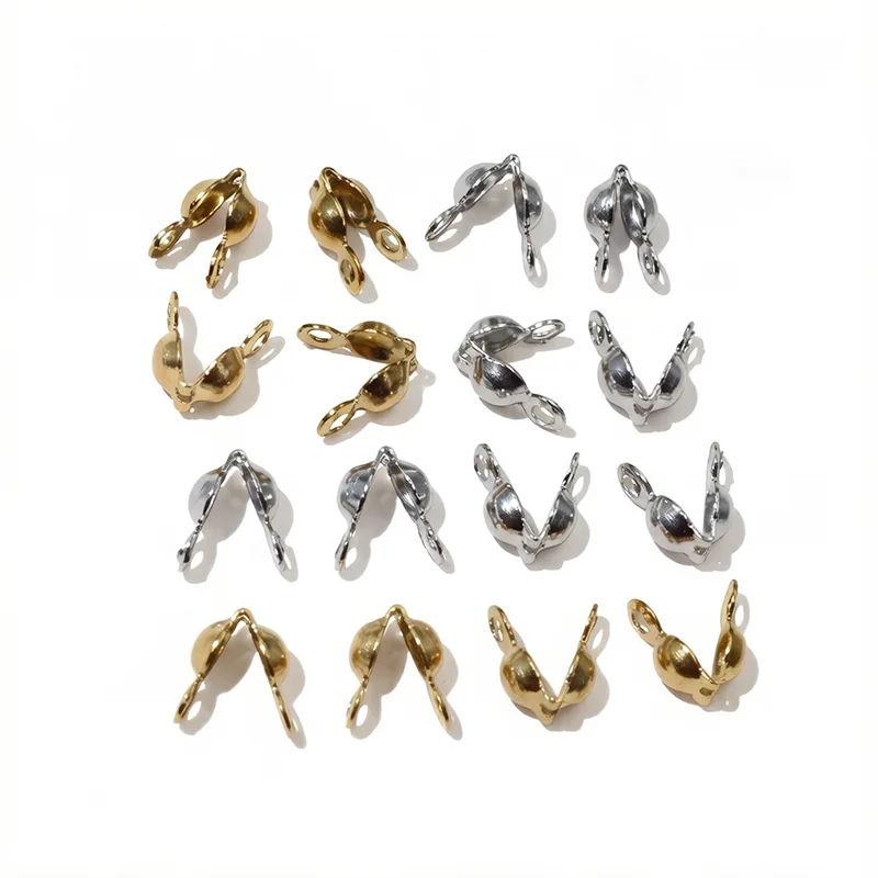 50-200 Stück Edelstahl Steck verbinder Verschluss Ball Kette Calotte Ende Crimps Perlen Stecker DIY Schmuck Herstellung Zubehör