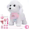 Plush Puppy Electronic Interactive Toy for Kid Shake Tail Pretend Dress Up Stuffed Dog Walking Barking Toy Dog with Leash 1