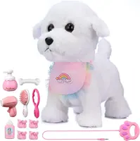 Plush Puppy Electronic Interactive Toy for Kid Shake Tail Pretend Dress Up Stuffed Dog Walking Barking Toy Dog with Leash 1
