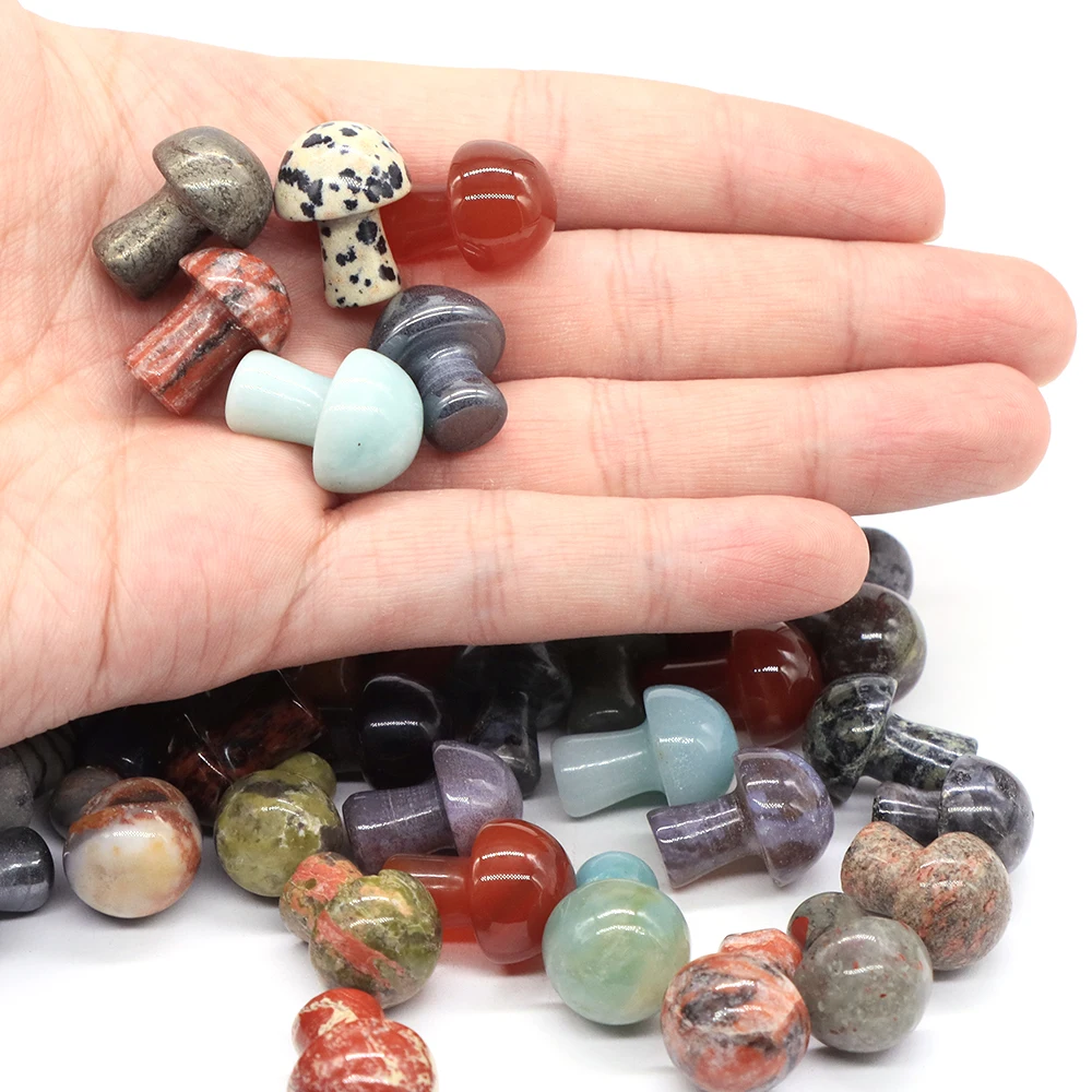 20mm Natural Stone Mineral Crystal Agate Quartz Healing Mushroom Room Home Decor Aquarium Decoration Crafts Ornament Accessories