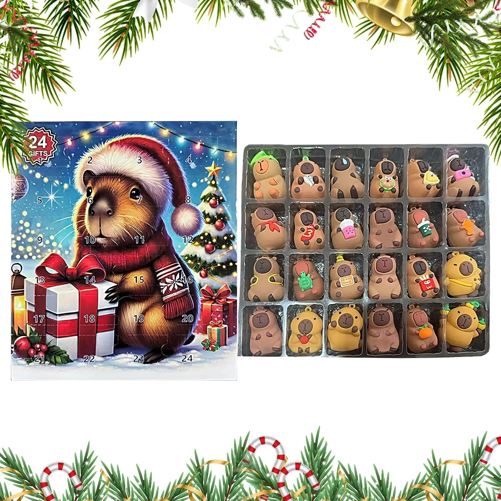 Capybara Toys Ornaments Christmas Calendar Countdown Christmas Gifts Advent Calendar Capybara Figures Holiday Decorations