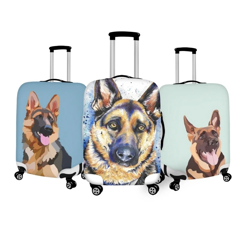 

German Shepherd Dog Autumn Leaves Luggage Cover Fits 18-32 Inch Suitcase Spandex Elastic Washable Travel Protector Baggage Cover