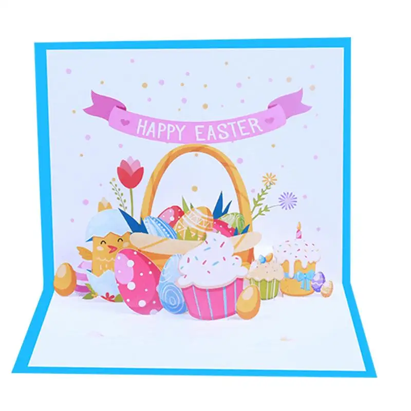 Happy Easter Pop Up Cards 3D Greeting Card Featuring Easter Eggs Celebration Accessories Happy Spring Souvenir Holiday Postcards
