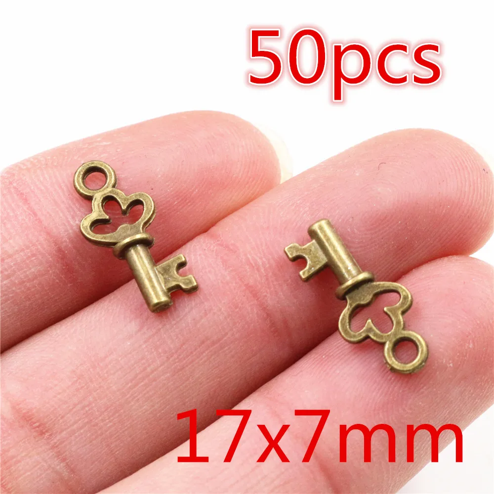 Vintage Bronze and Antique Silver Plated Key Charms