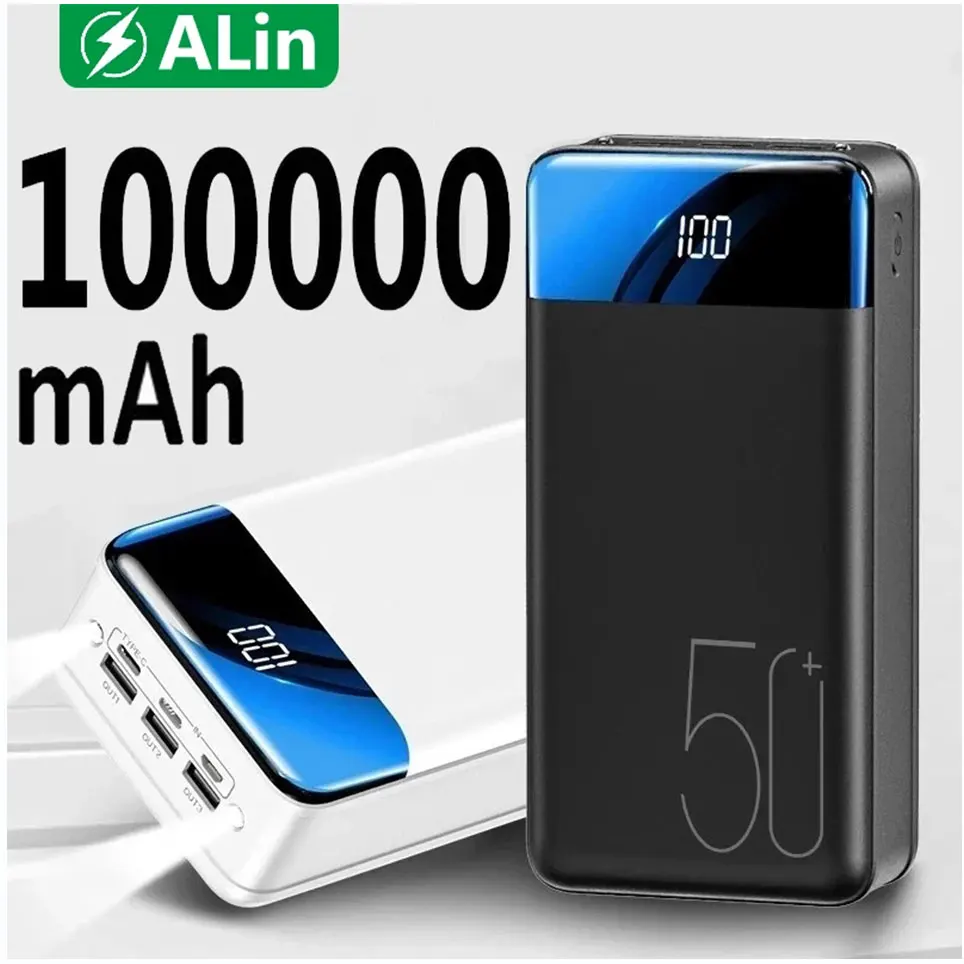 Large capacity power bank mobile phone ultra fast charging mobile power tablet, mobile external power supply, 100000mAh