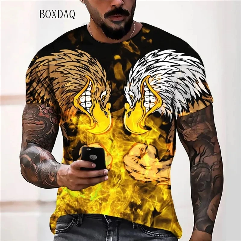 

Fashion Men's Eagle T-Shirts Summer Short Sleeve 3D Animal Print Street Tie-dye Male Tee 6XL Plus Size Man Clothing Casual Tops