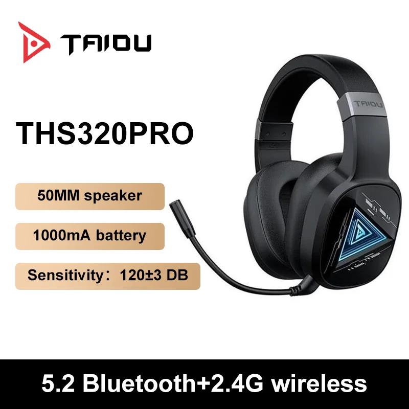 

Беспроводная Bluetooth-гарнитура TAIDU THS320PRO, Накладные наушники с микрофоном, беспроводные наушники с поддержкой 2,4G и 5,2, Bluetooth-наушники с динамиком 50 мм