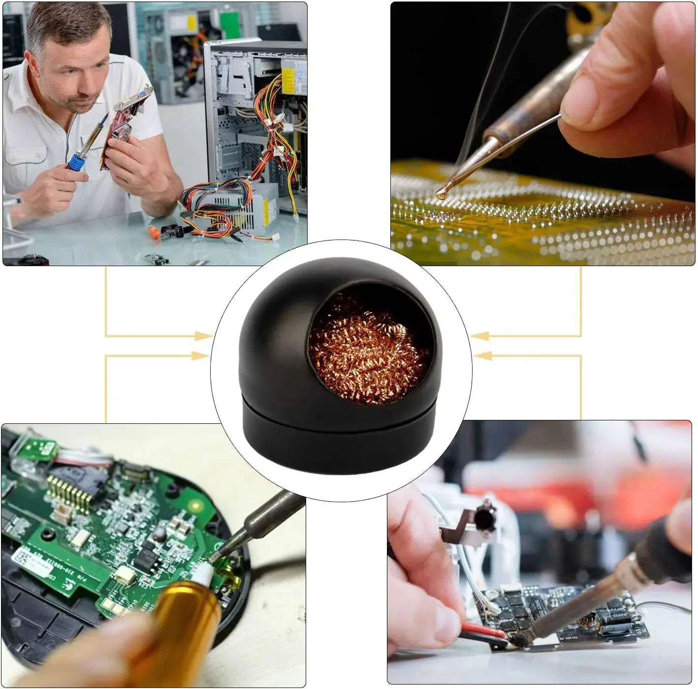 Desoldering Cleaning Ball Soldering Iron Mesh Filter Cleaning Nozzle Tip Copper Wire Cleaner Ball Metal Dross Box Clean Ball 6