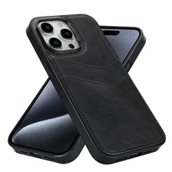 Premium PU Leather Wallet Phone Case with Card Holder and Protective Back Cover - iPhone 12 Mini (Black)