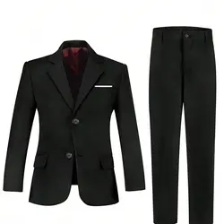 Back to School Tween Boy Classic Two - Piece Suit in Black - 20 (Black)