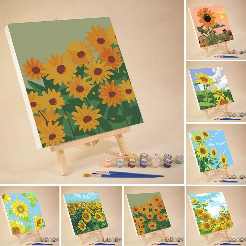 Sunflower Oil Painting By Numbers Room Wall Art Pictures By Number Flower For Adults Children Home Decor Art Gift DIY