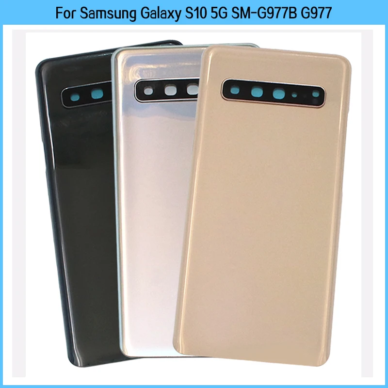 

Новинка для Samsung Galaxy S10 5G G977 задняя крышка батарейного отсека 3D стеклянная панель Задняя крышка корпус камера объектив с добавлением клея