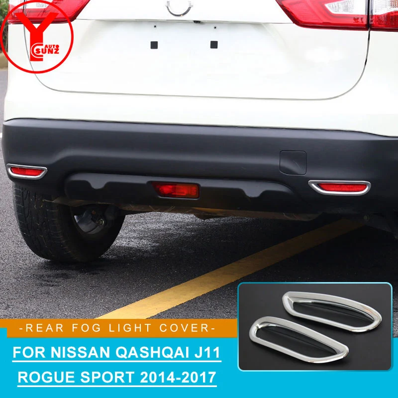Pair Rear Fog Light Lamp Cover Trim For Nissan Qashqai 2014-2016 14-16 ABS 