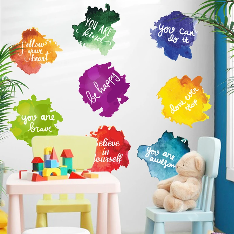 

1set Slogan Graphic Wall Sticker Follow You Heat Colorful Letter Inspirational English Wall Decal