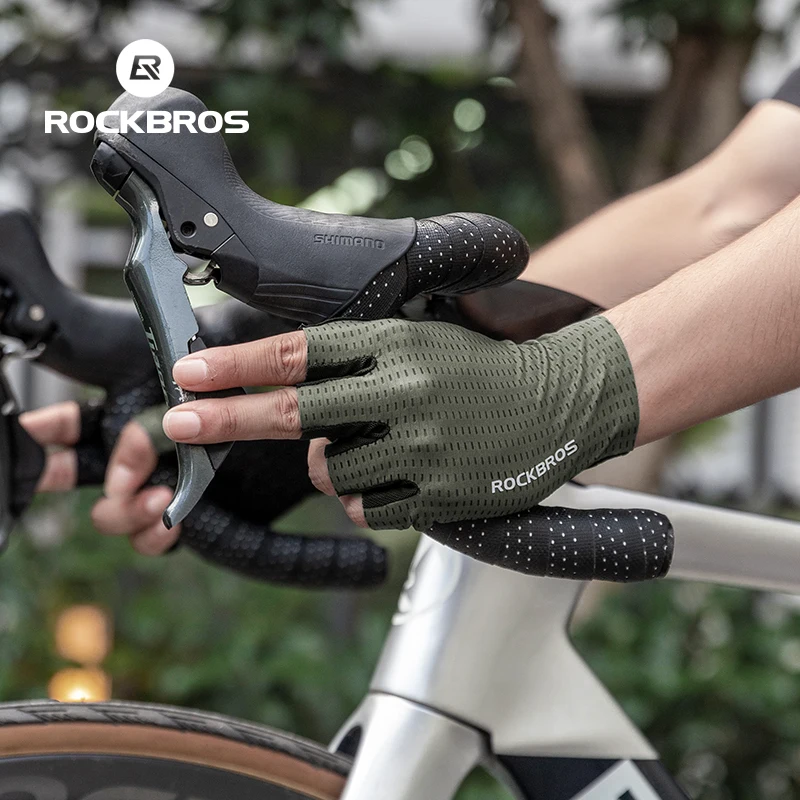 ROCKBROS Bike Gloves Half Finger MTB Cycling Gloves Anti-Slip Shock-Absorbing Breathable Gloves Summer Shorts Gloves 2