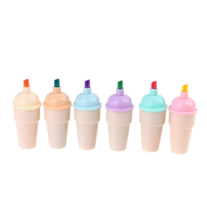 6pcs/pack Kawaii Ice Cream Candy Color Highlighter Office School Supplies