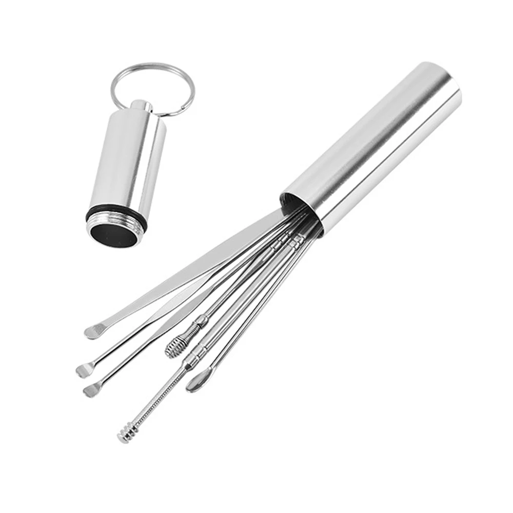 

6Pcs/Set Ear Wax Pickers Stainless Steel Earpick Wax Remover Curette Ear Pick Cleaner Ear Cleaner Spoon Care Ear Clean Tool