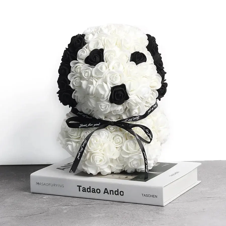 White + 25cm rose dog + Gift Box + light