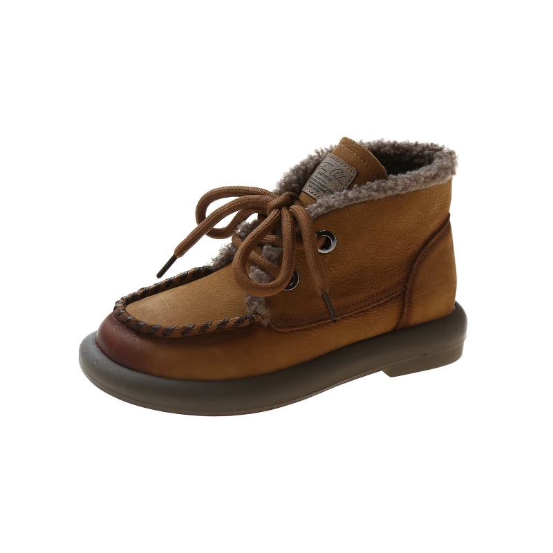 

Retro British style fashion boots, fashionable warm fur snow boots