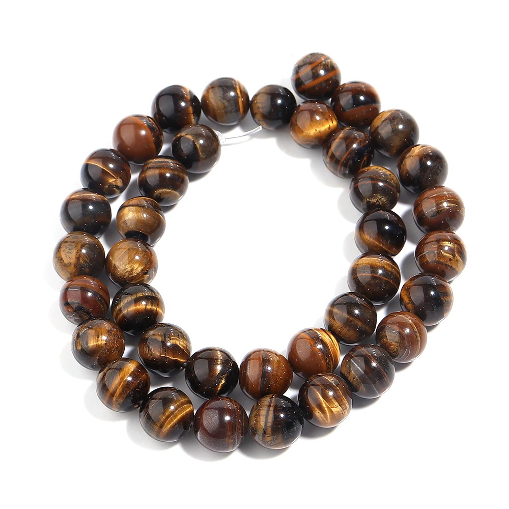 1 Strang runde gelbe Tigerauge Stein perlen Naturstein perlen lose Abstands perlen für DIY Schmuck herstellung Armband Halskette – Detail 7