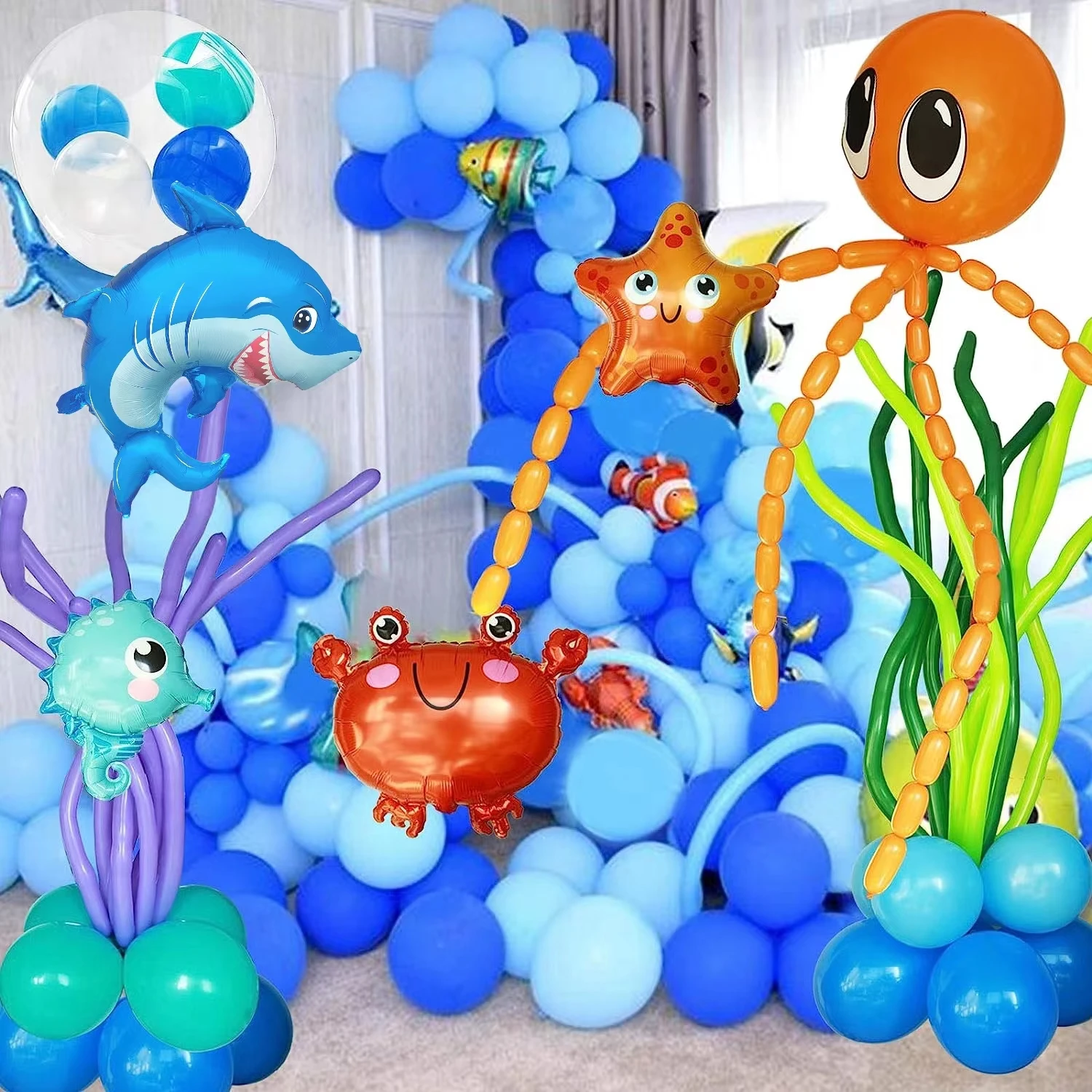 1 set Pcs Blue Sea Balloon Garland Arch Kit For Kids Birthday