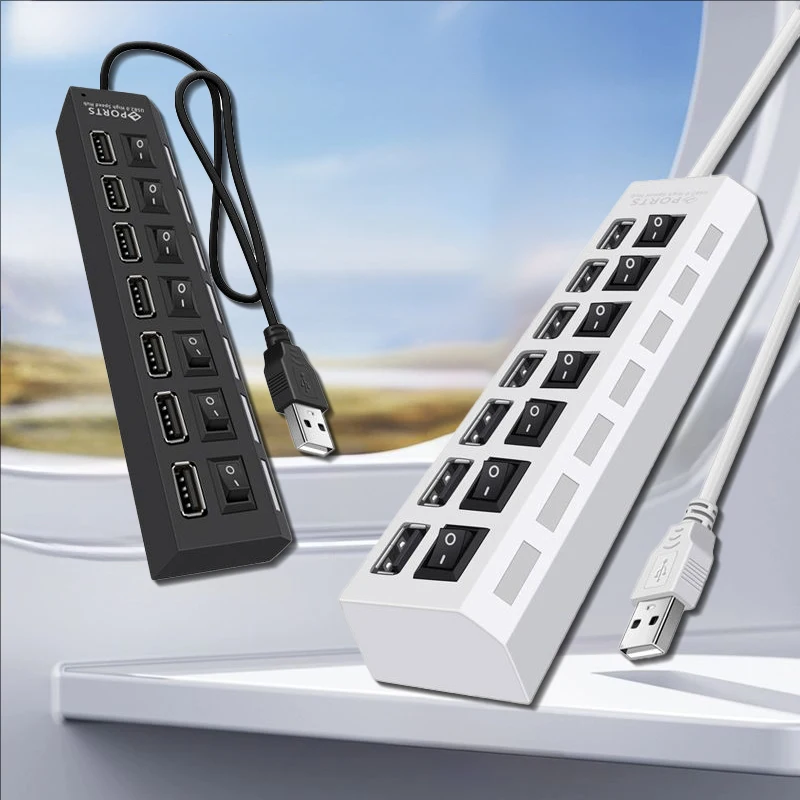 4Port/7Port USB Adapter For Multi Port Use Power Adapter Extender USB 2.0 PC Accessories Mobile Phone Laptop