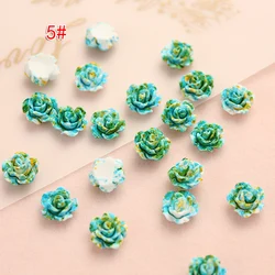Set of 100 Miniature Resin Rose Flatback Cabochons for Crafting and Decoration (5. green)