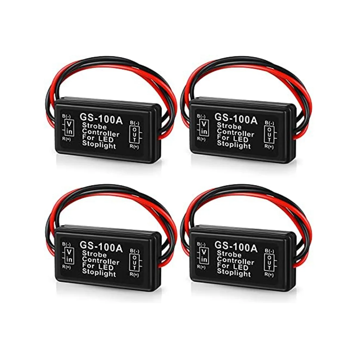 

GS-100A Brake Light Flasher Module, DC 12-24V 2A 24W High Brake Controller Tail Lamp Safety Prompt Controller 4Pcs