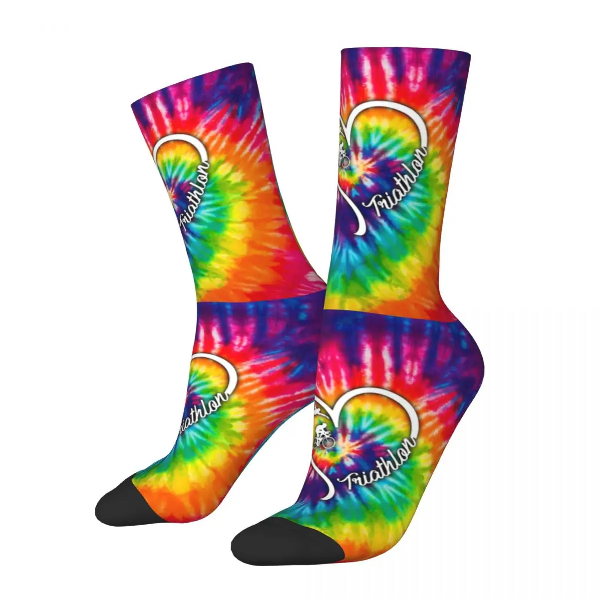 

Tie Dye Heart Triathlon Unisex Winter Socks Cycling Happy Socks street style Crazy Sock