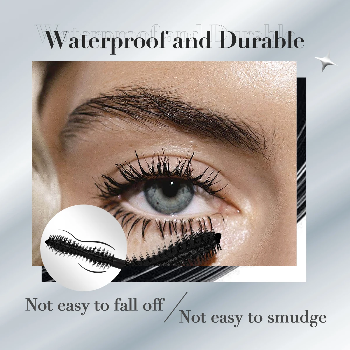 IMAGIC Schwarze Mascara 4D Seidenfaser, wasserfest, langanhaltend, für Volumen und dichten Effekt, verlängert die Wimpern, Augen-Make-up-Kosmetik_voghion.com
